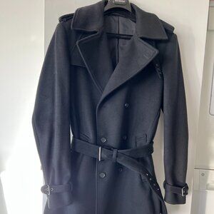 The Kooples Black Wool Trench Coat – Size L